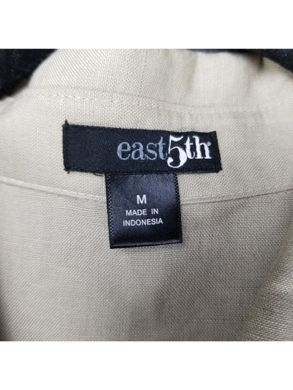 East 5th Shirt Womens Medium Tan Linen Blend Button Up 3/4 Sleeve Collared Top - Picture 3 of 11